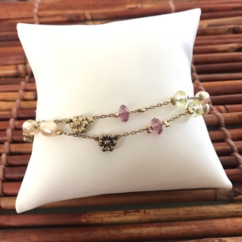 Premier Designs Dainty Flower & Faux Pearl Bracelet